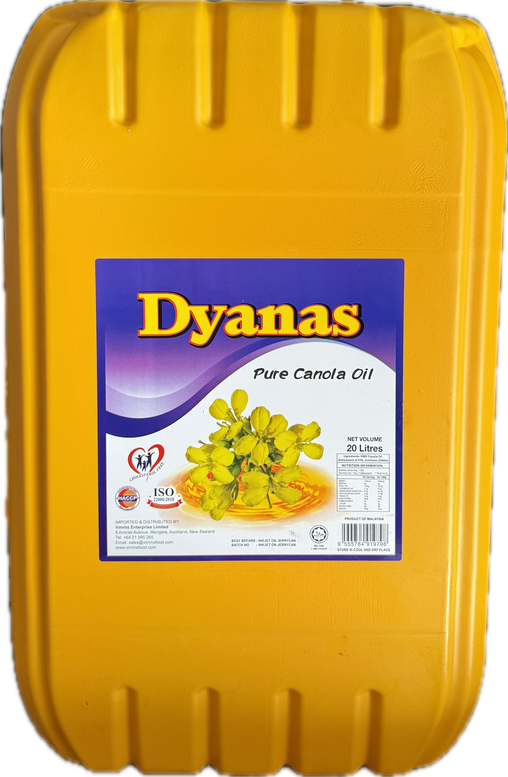 DYANAS CANOLA OIL 20L YELLOW JERRYCAN