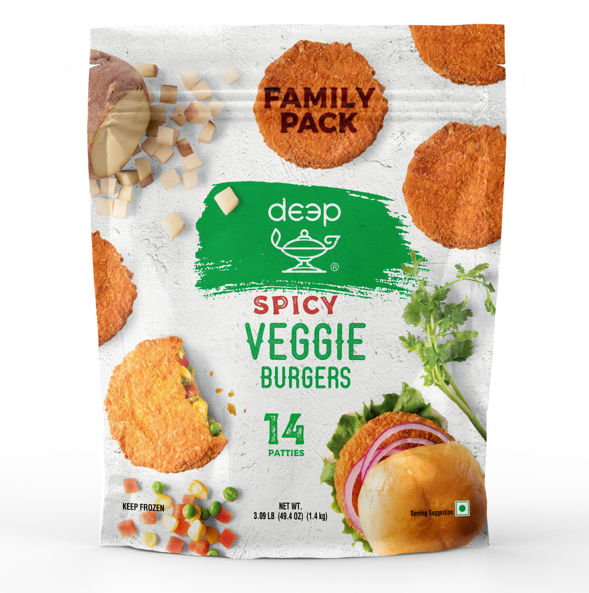 (DBA3L) SPICY VEGGIE BURGER PATTY FAMILY PACK 1.400KG X 6